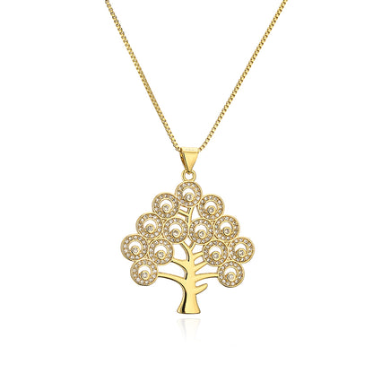 Fashion Tree Copper Plating Zircon Pendant Necklace 1 Piece