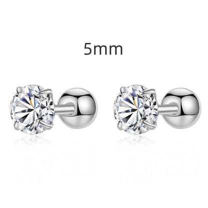 Fashion Solid Color Sterling Silver Plating Inlay Zircon Ear Studs 1 Pair