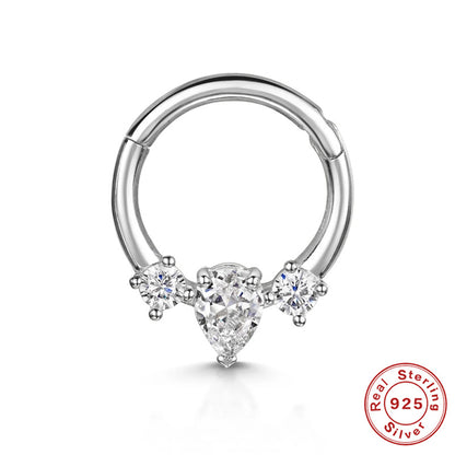 1 Piece Fashion Circle Silver Plating Inlay Zircon Nose Ring