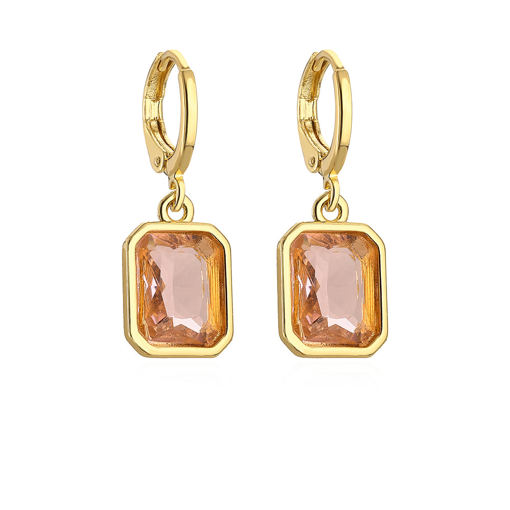 1 Pair Fashion Geometric Plating Copper Zircon 18k Gold Plated Earrings