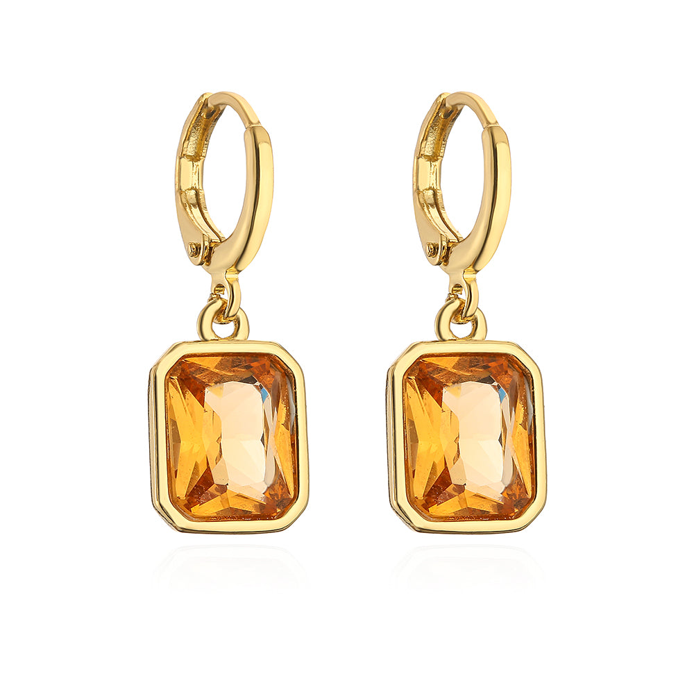 1 Pair Fashion Geometric Plating Copper Zircon 18k Gold Plated Earrings