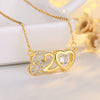 Fashion Number Heart Shape Copper Plating Zircon Pendant Necklace