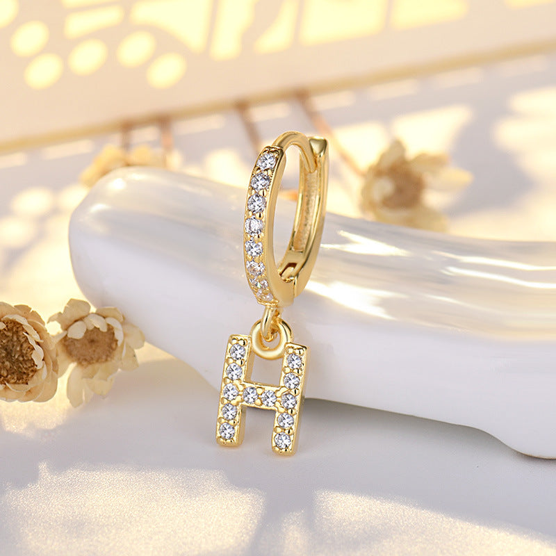 Fashion Letter Copper Plating Zircon Drop Earrings 1 Piece