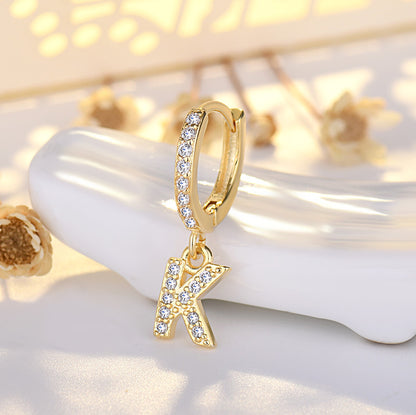 Fashion Letter Copper Plating Zircon Drop Earrings 1 Piece