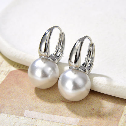 Retro Geometric Imitation Pearl Copper Plating Earrings 1 Pair