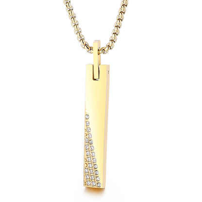 Fashion Geometric Titanium Steel Inlay Artificial Diamond Pendant Necklace 1 Piece