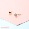 Lady Crown Bow Knot Sterling Silver Plating Inlay Zircon Ear Studs 1 Pair