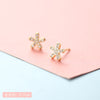 Lady Crown Bow Knot Sterling Silver Plating Inlay Zircon Ear Studs 1 Pair