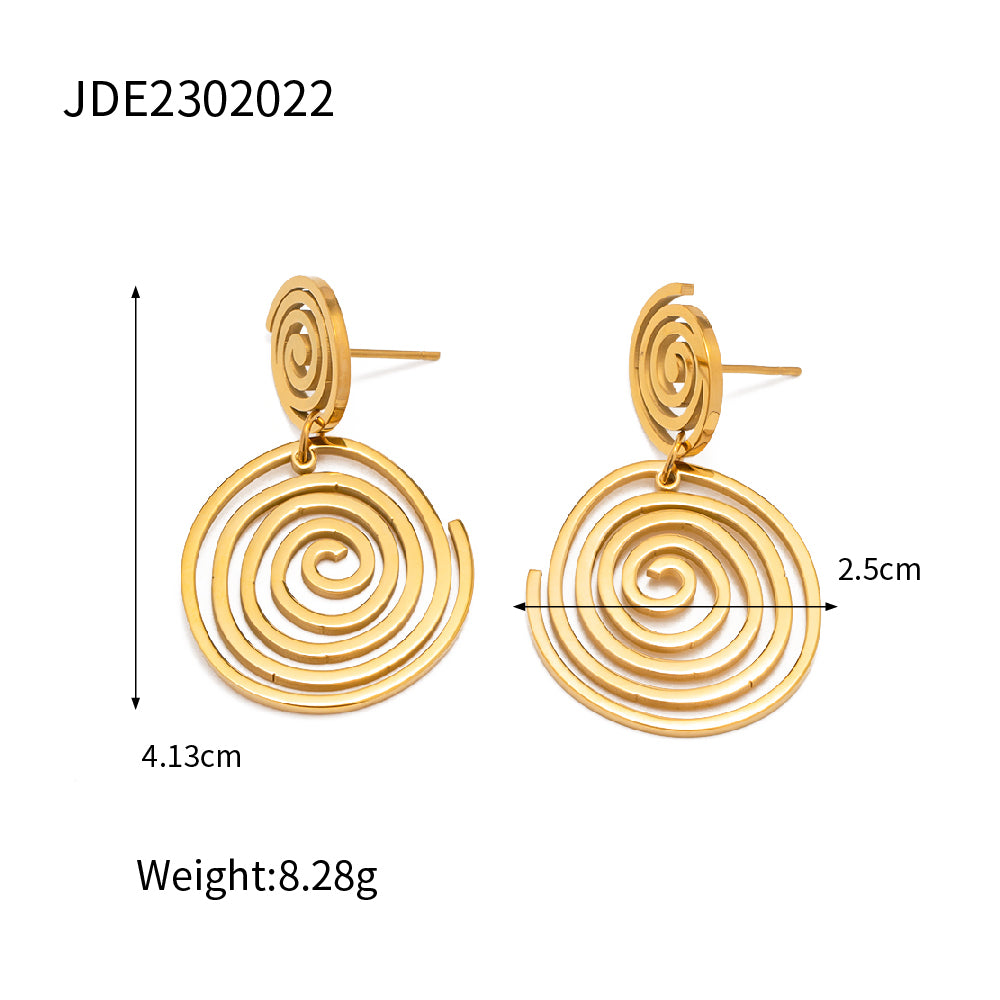 1 Pair Ins Style Circle Stainless Steel Drop Earrings