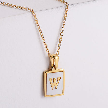 Simple Style Letter Titanium Steel Plating Pendant Necklace