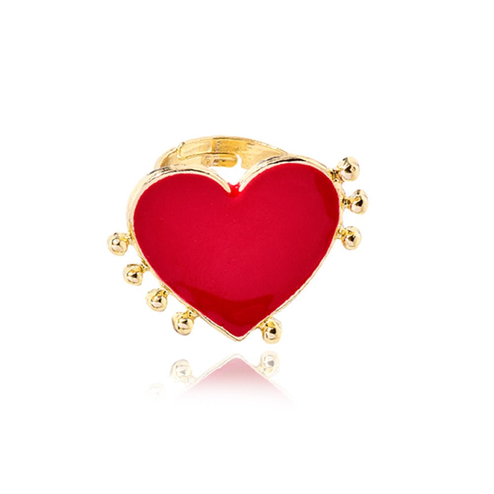 1 Piece Cute Heart Shape Eye Alloy Enamel Women's Open Ring