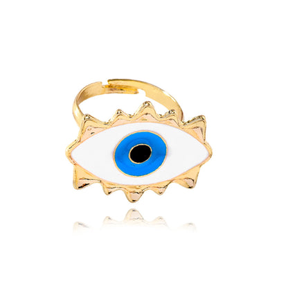 1 Piece Cute Heart Shape Eye Alloy Enamel Women's Open Ring