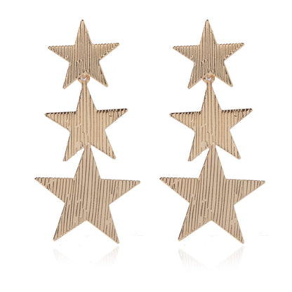 1 Pair Simple Style Square Star Metal Side Stripe Women's Drop Earrings