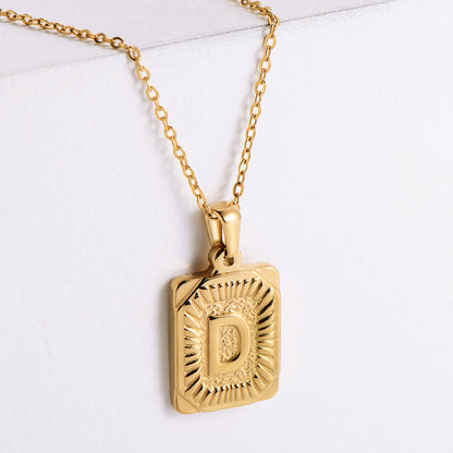 Simple Style Letter Titanium Steel Plating Pendant Necklace