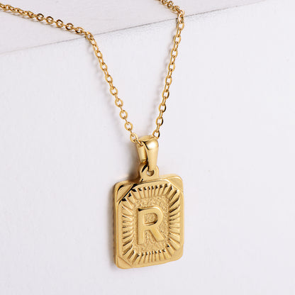 Simple Style Letter Titanium Steel Plating Pendant Necklace