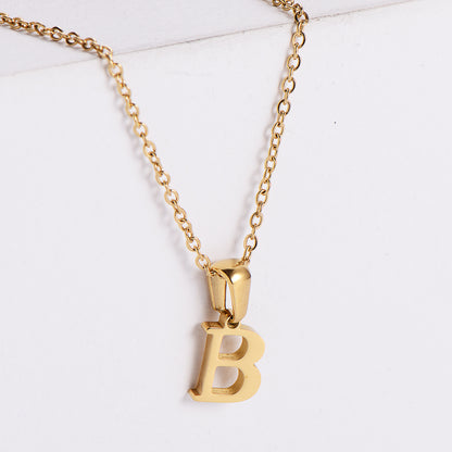 Simple Style Letter Titanium Steel Plating Pendant Necklace