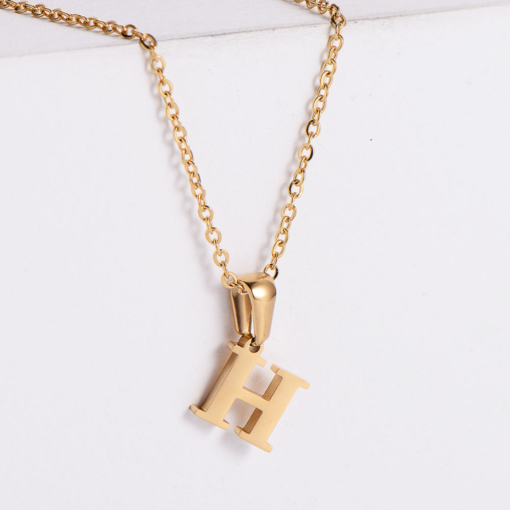 Simple Style Letter Titanium Steel Plating Pendant Necklace