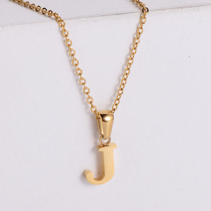 Simple Style Letter Titanium Steel Plating Pendant Necklace