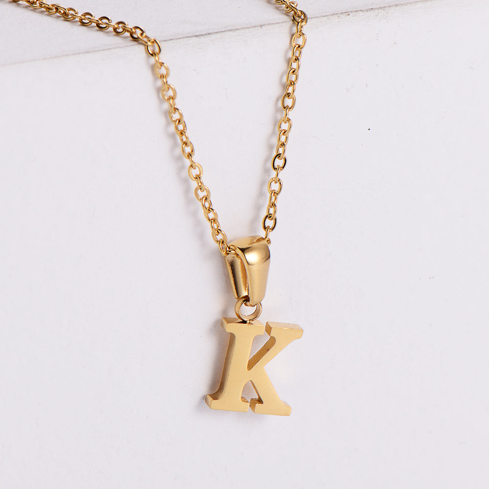 Simple Style Letter Titanium Steel Plating Pendant Necklace