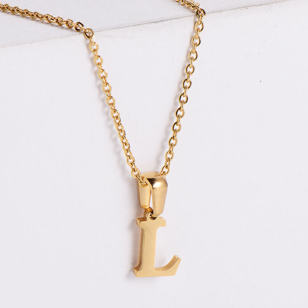 Simple Style Letter Titanium Steel Plating Pendant Necklace