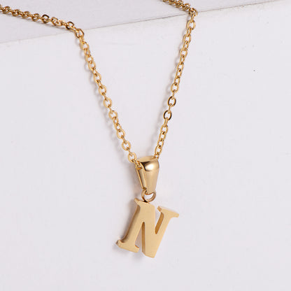 Simple Style Letter Titanium Steel Plating Pendant Necklace