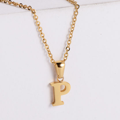 Simple Style Letter Titanium Steel Plating Pendant Necklace