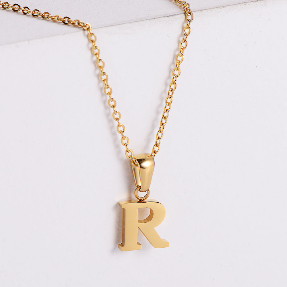 Simple Style Letter Titanium Steel Plating Pendant Necklace