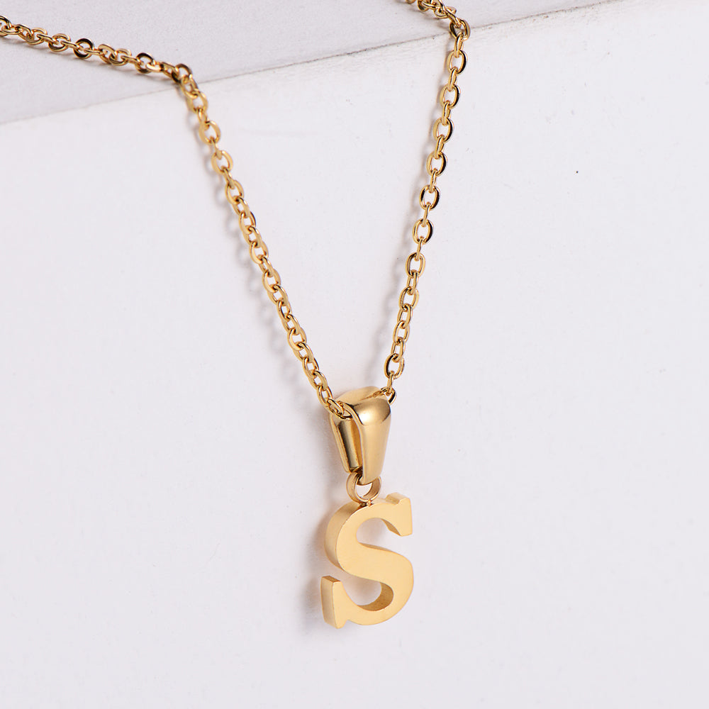 Simple Style Letter Titanium Steel Plating Pendant Necklace