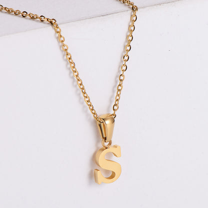 Simple Style Letter Titanium Steel Plating Pendant Necklace