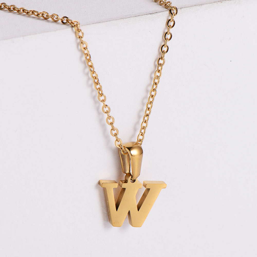 Simple Style Letter Titanium Steel Plating Pendant Necklace