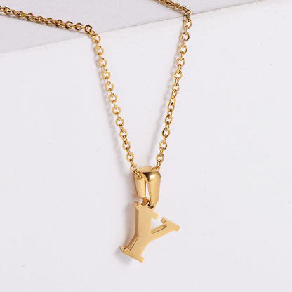 Simple Style Letter Titanium Steel Plating Pendant Necklace