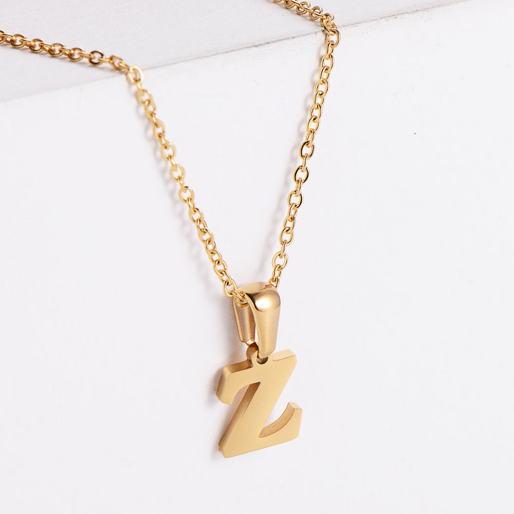 Simple Style Letter Titanium Steel Plating Pendant Necklace