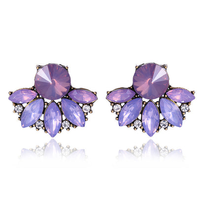 Luxurious Water Droplets Alloy Inlay Crystal Women's Ear Studs