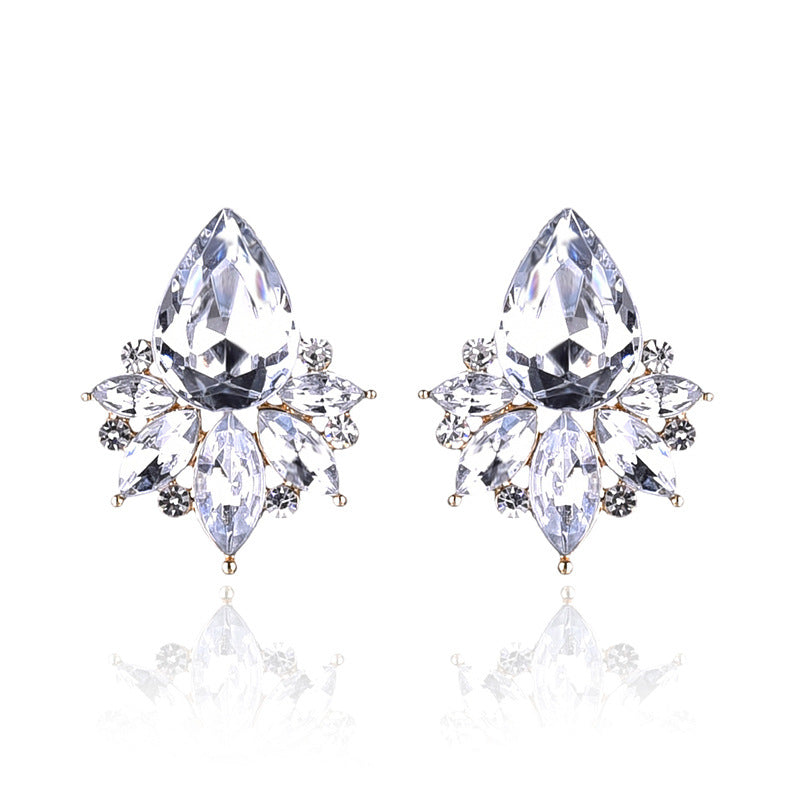 1 Pair Glam Water Droplets Inlay Alloy Artificial Crystal Drop Earrings