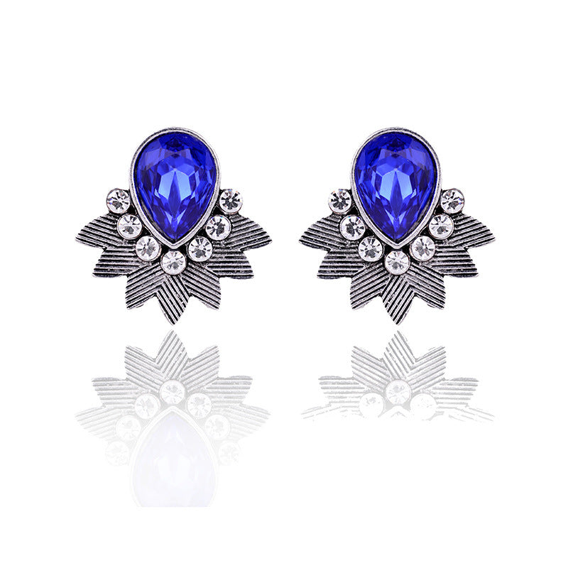 1 Pair Fashion Water Droplets Alloy Inlay Rhinestones Women's Earrings Ear Studs