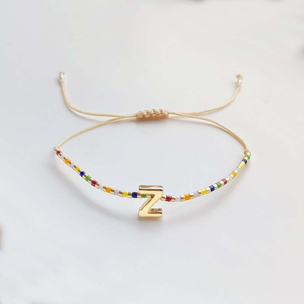 Lady Letter Glass Plating 18k Gold Plated Women's Bracelets