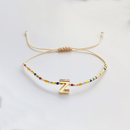 Lady Letter Glass Plating 18k Gold Plated Women's Bracelets