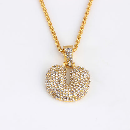 1 Piece Fashion Letter Alloy Inlay Rhinestones Unisex Necklace