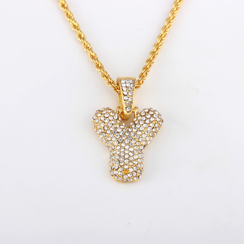 1 Piece Fashion Letter Alloy Inlay Rhinestones Unisex Necklace