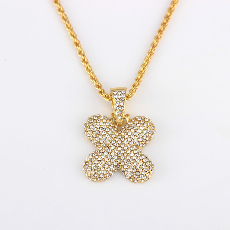 1 Piece Fashion Letter Alloy Inlay Rhinestones Unisex Necklace