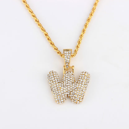 1 Piece Fashion Letter Alloy Inlay Rhinestones Unisex Necklace