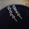 1 Pair Fashion Leaf Alloy Inlay Rhinestones Pearl Women's Drop Earrings