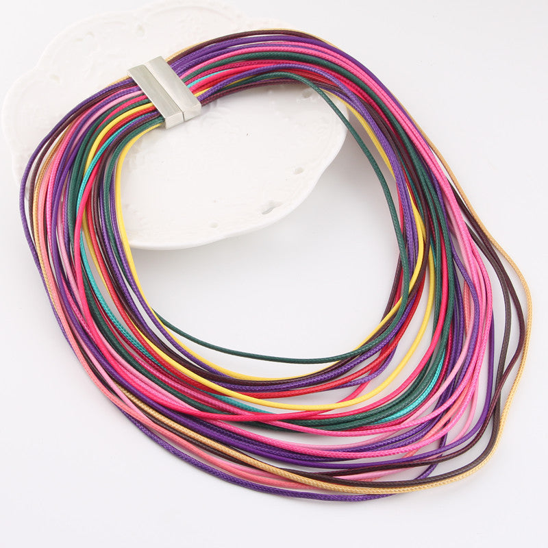 Fashion Solid Color Leather Rope Wholesale Necklace