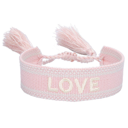 Fashion Letter Polyester Cotton Embroidery Braid Unisex Bracelets