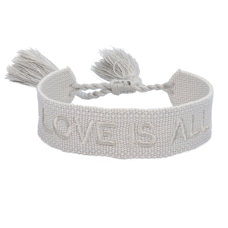 Fashion Letter Polyester Cotton Embroidery Braid Unisex Bracelets