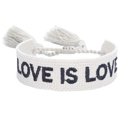 Fashion Letter Polyester Cotton Embroidery Braid Unisex Bracelets