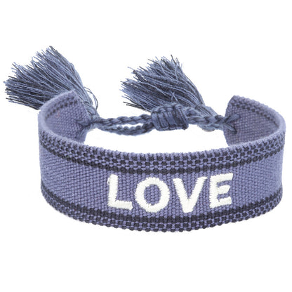 Fashion Letter Polyester Cotton Embroidery Braid Unisex Bracelets