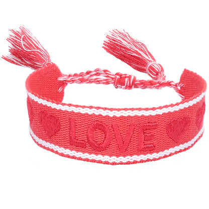 Fashion Letter Polyester Cotton Embroidery Braid Unisex Bracelets