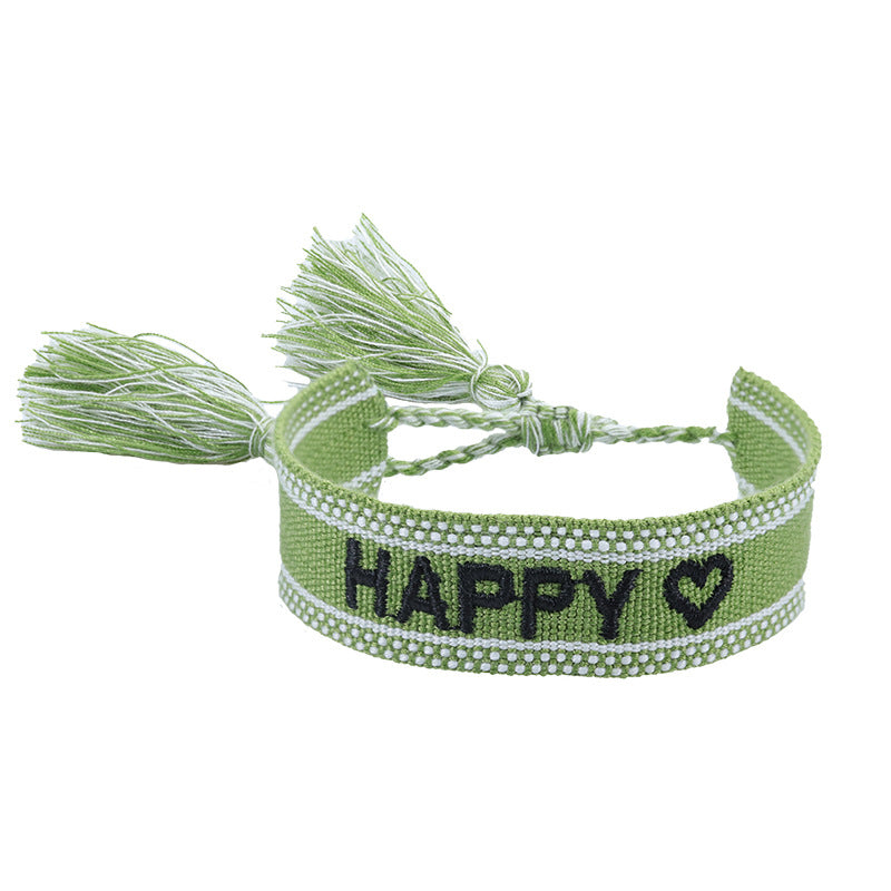 Fashion Letter Polyester Cotton Embroidery Braid Unisex Bracelets