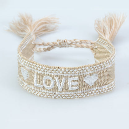 Fashion Letter Polyester Cotton Embroidery Braid Unisex Bracelets